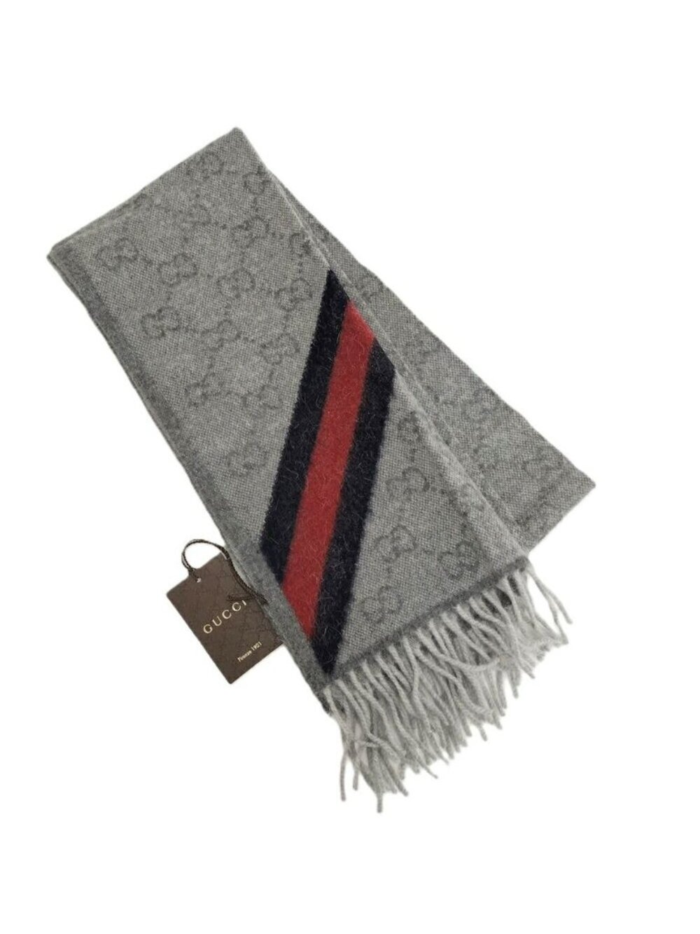 Gucci Scarf GG Pattern Wool Alpaca Gray